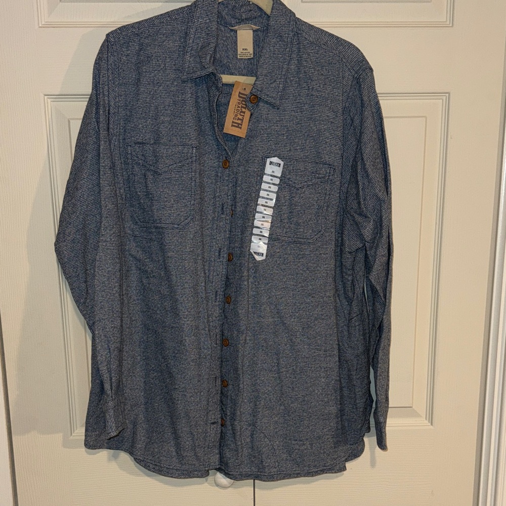 Duluth Trading Co Blue Button-Down Shirt